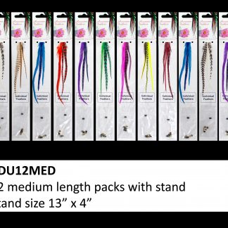 12 medium length packs on a display